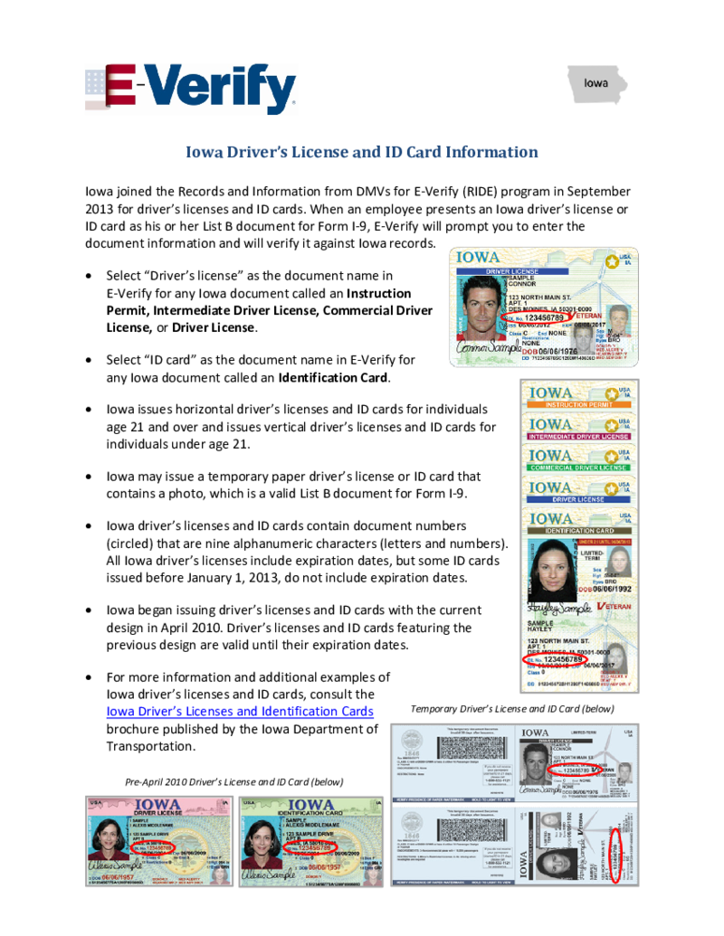 Iowa Driver s License and ID Card Information - E-Verify