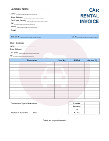 Car Rental Invoice Template - Thumbnail