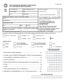 Tennessee Individual Income Tax Return - INC 250 - Thumbnail