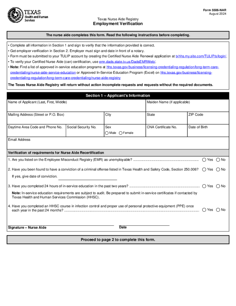 Form 5506-NAR