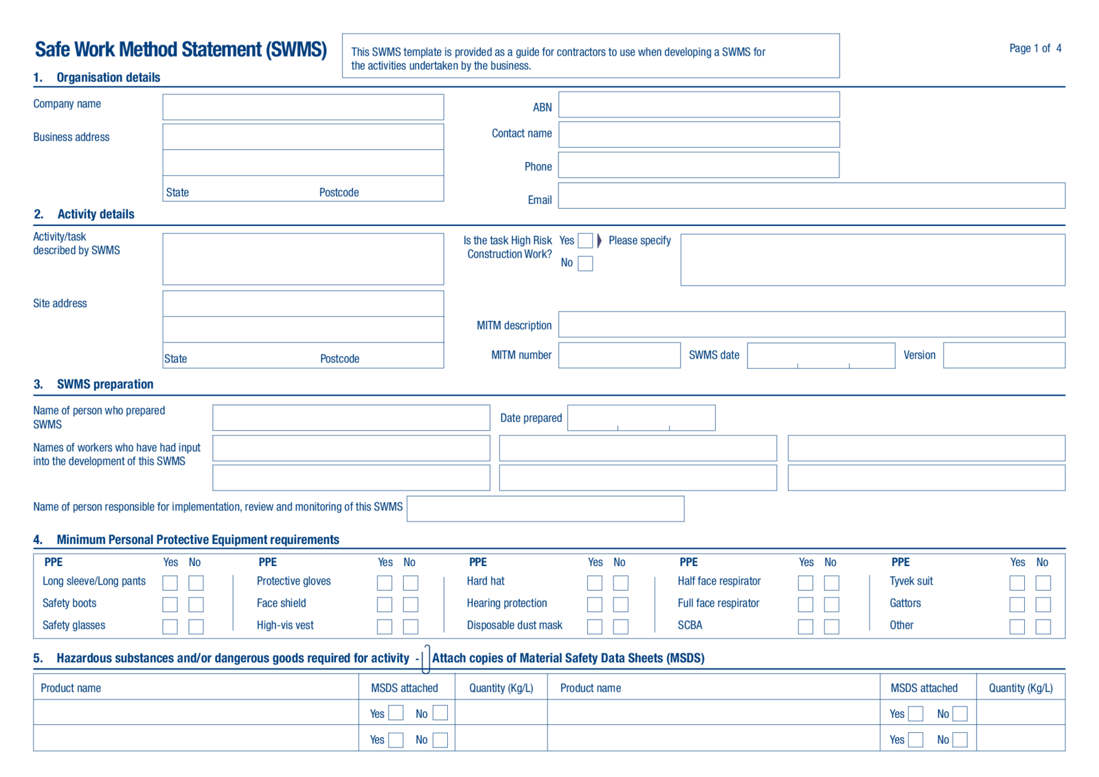 Safe Work Method Statement - Thumbnail