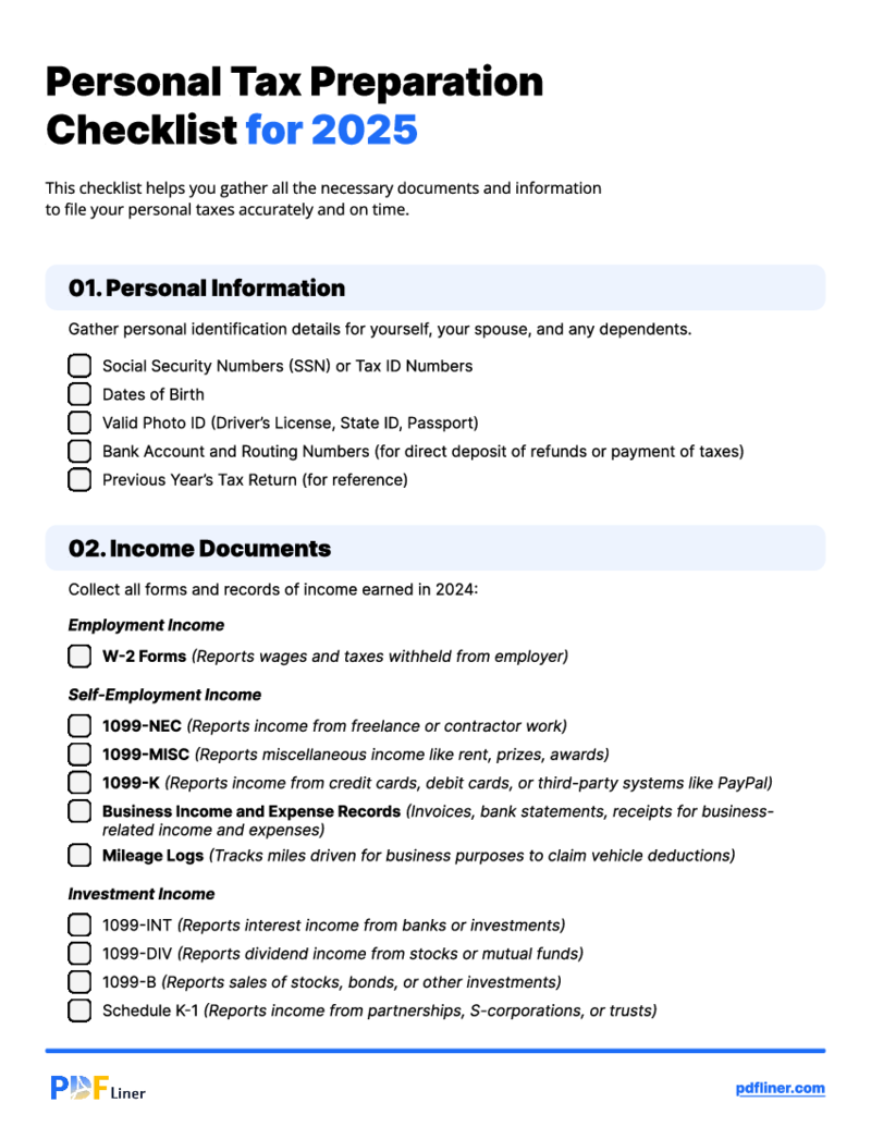 Tax Prep Checklist