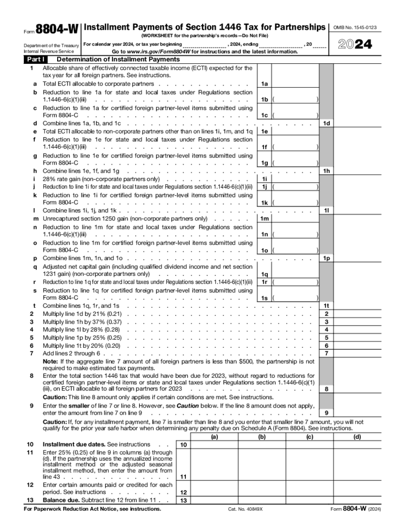 Form 8804-W (2024)