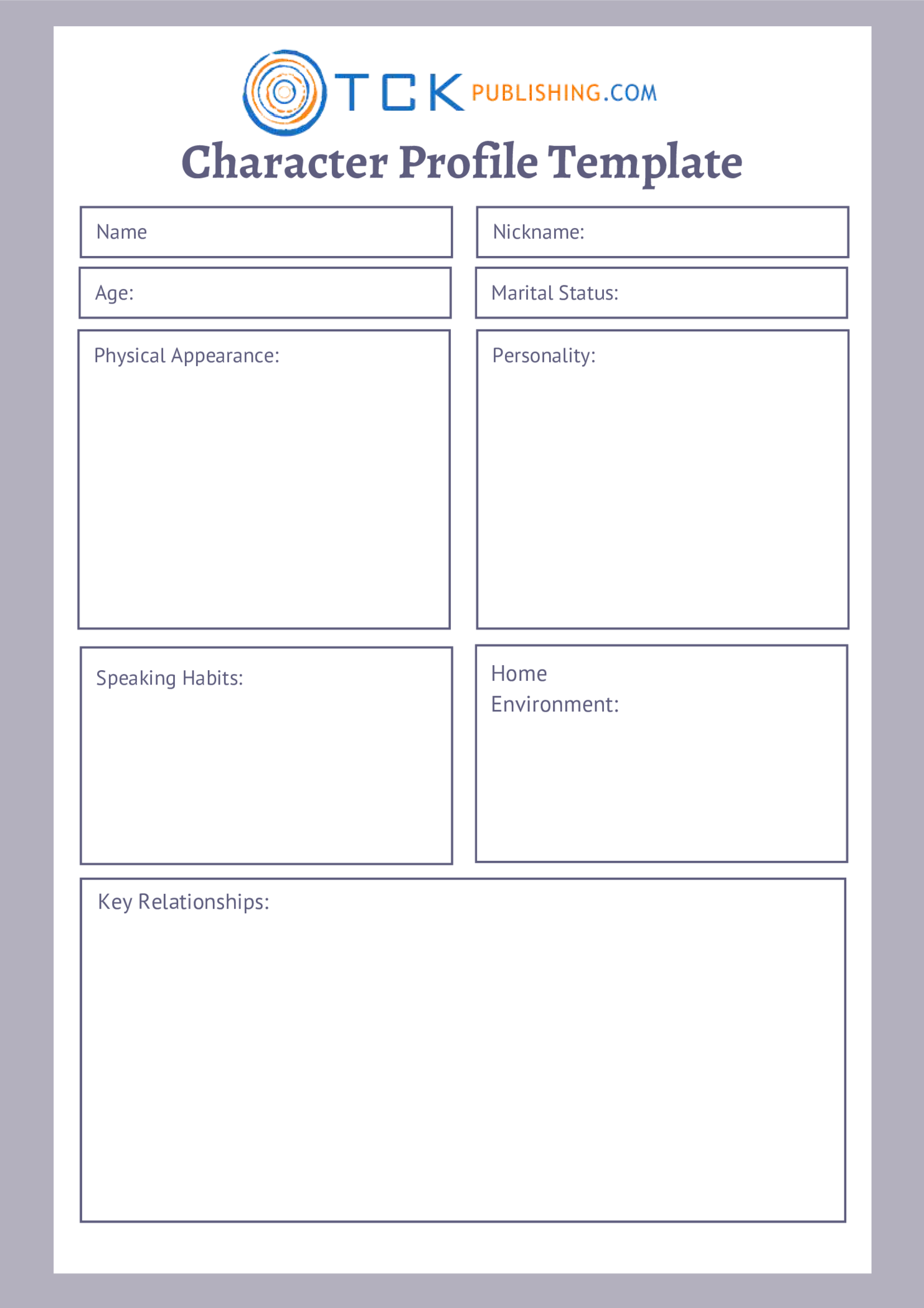 Character Profile Template TCK - Thumbnail