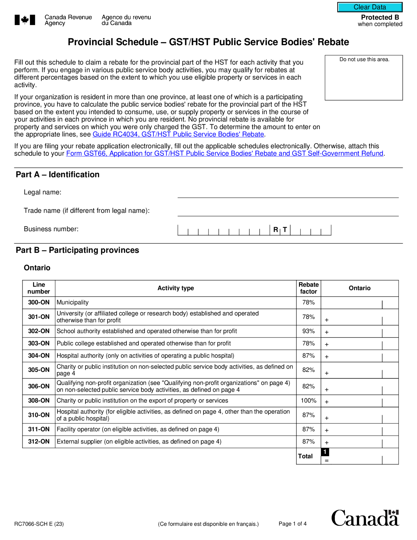 RC7066-SCH Provincial Schedule - Public Service Bodies Rebate - Thumbnail