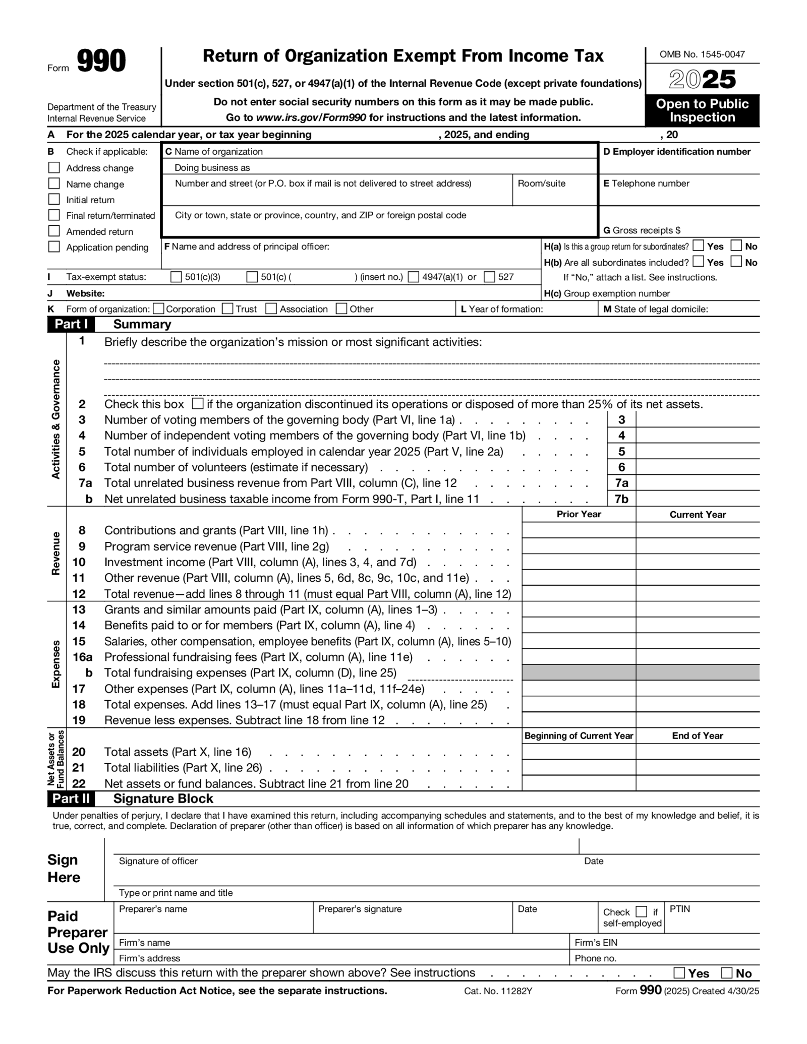 Form 990 (2025) - Thumbnail