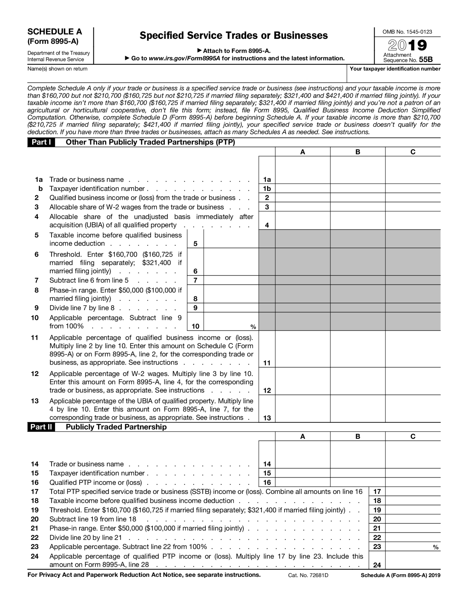 Form 8995-A (Schedule A) - Thumbnail