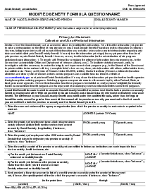 Fillable SSA-150 - Modified Benefits Formula Questionnaire - Thumbnail