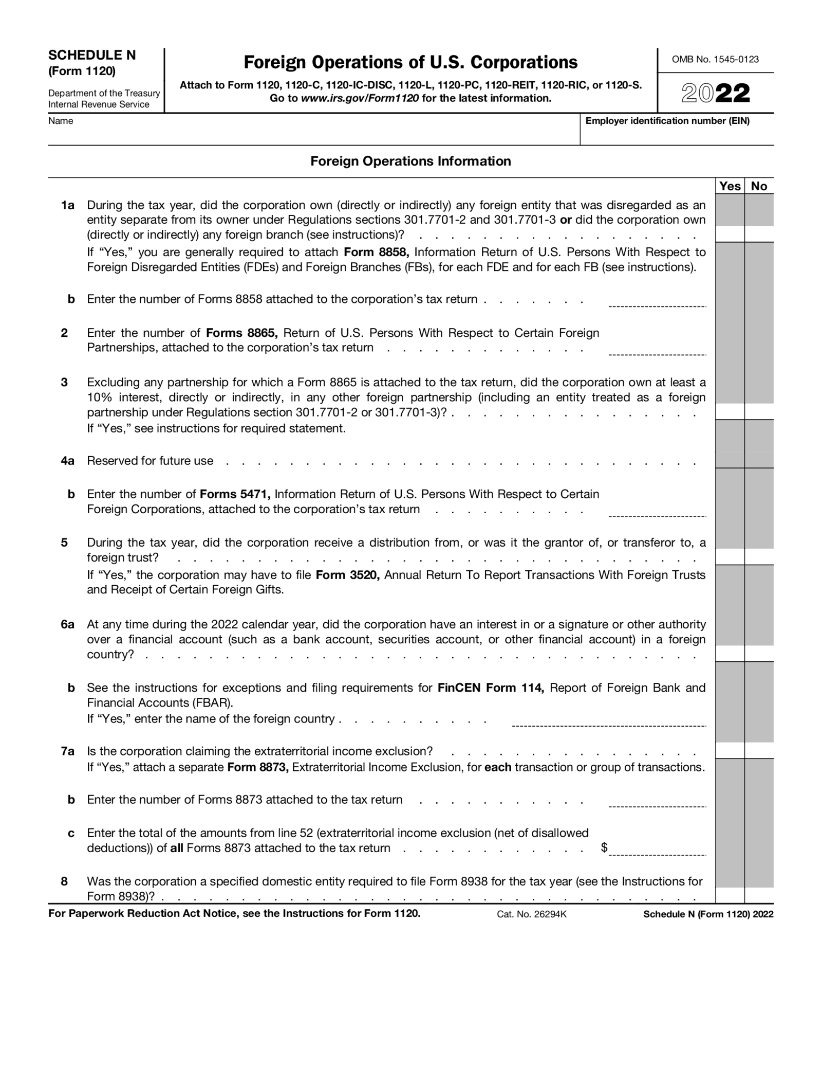 Form 1120 (Schedule N) - Thumbnail