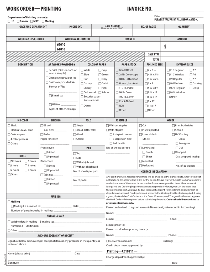 Work Order Template