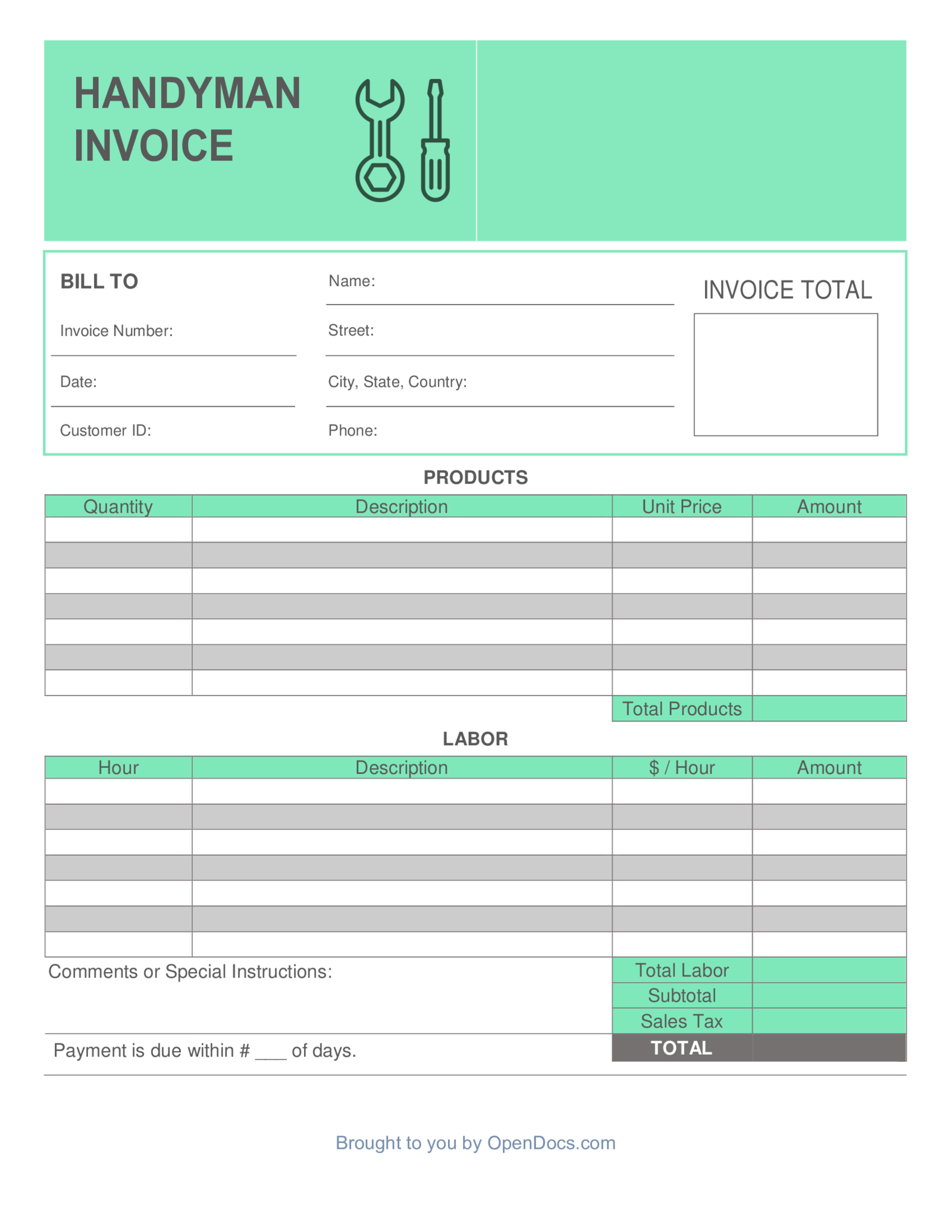 Handyman Invoice - Thumbnail