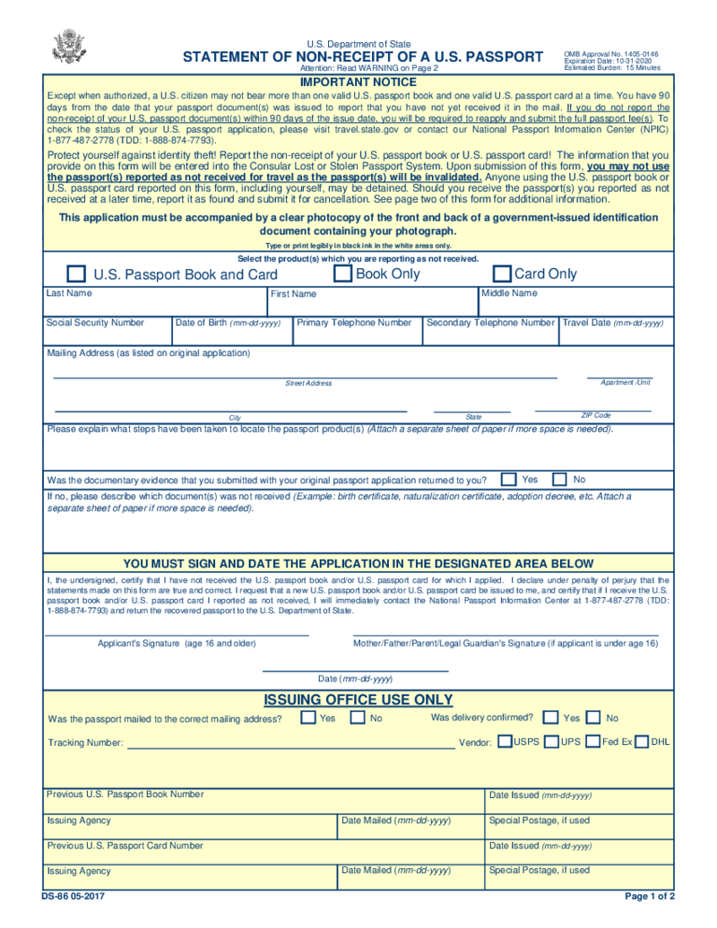 Form DS-86