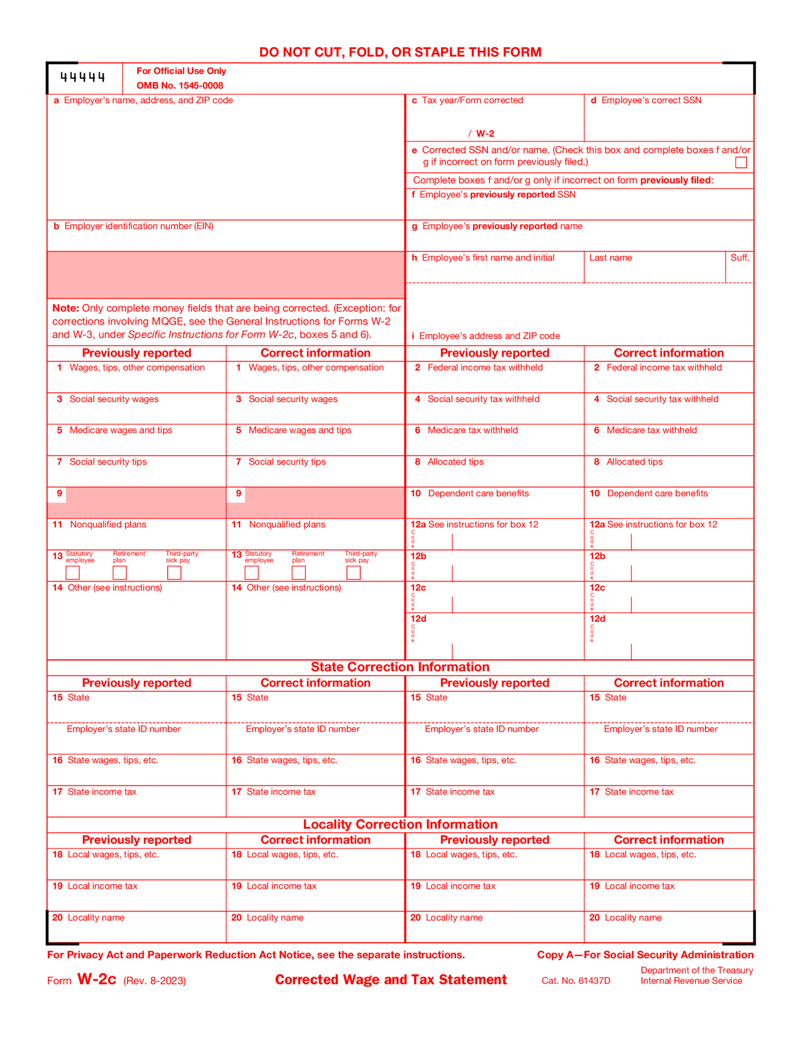 Form W-2C (2023) - Thumbnail