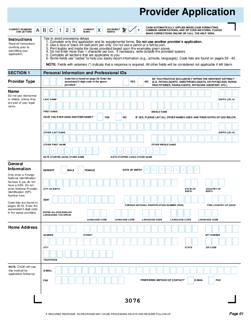 CAQH Provider Application