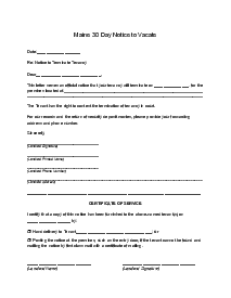 Maine 30 Day Lease Termination Notice Form - Thumbnail