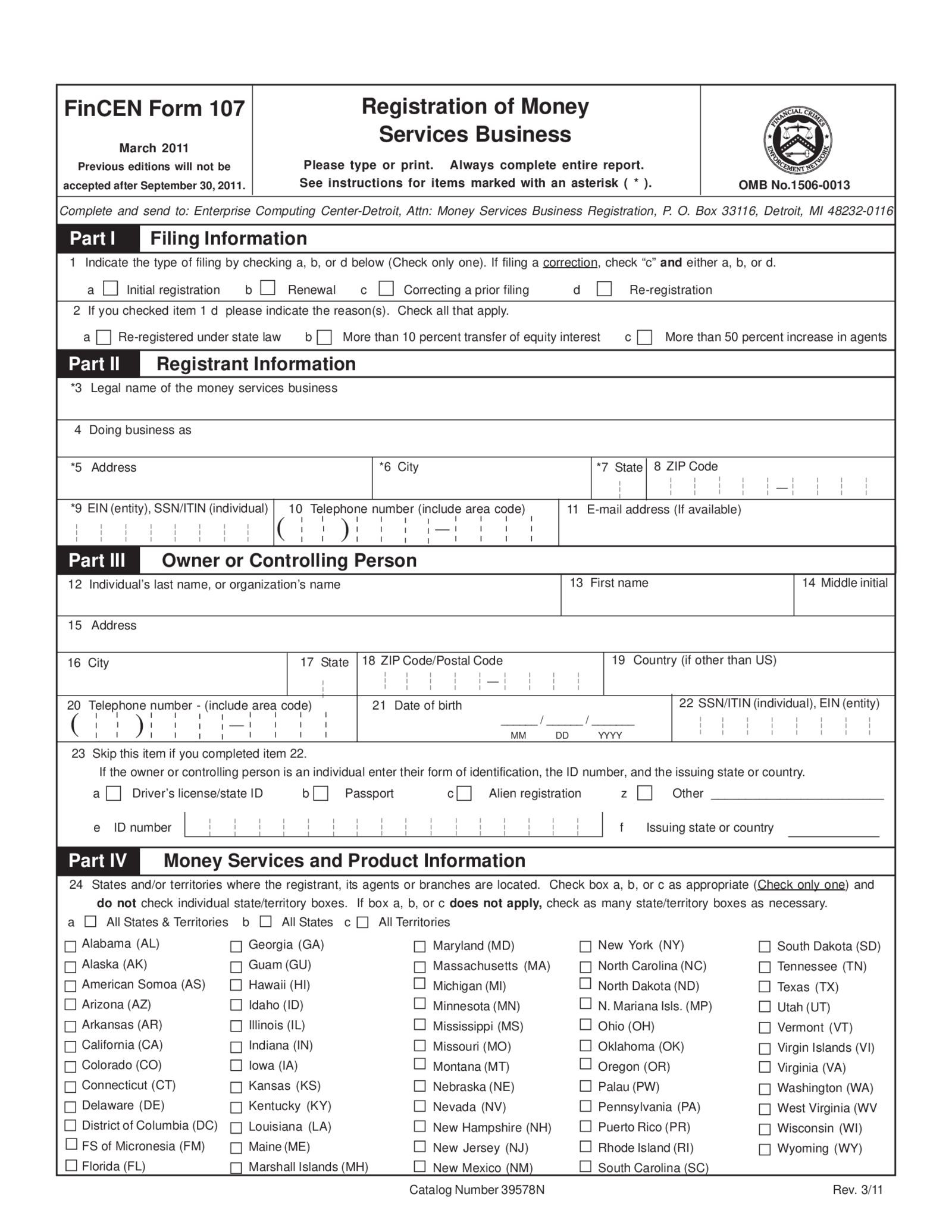 FinCen Form 107 - Thumbnail