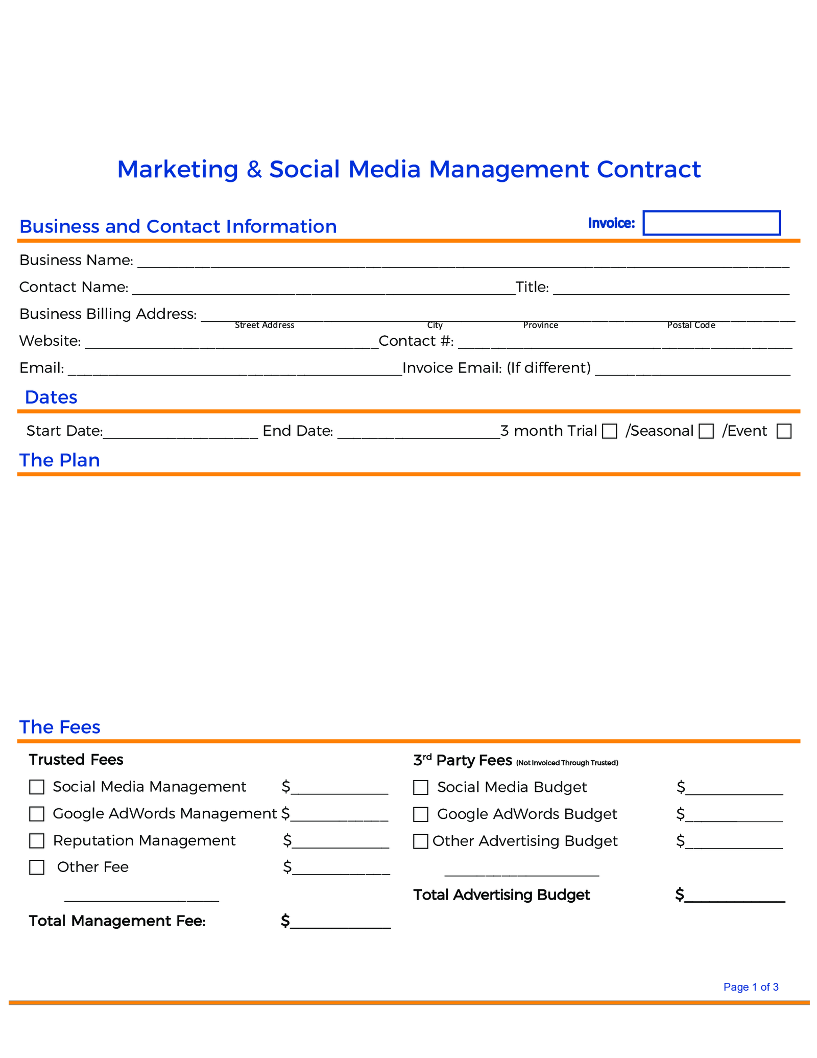 Social Media Management Contract - Thumbnail