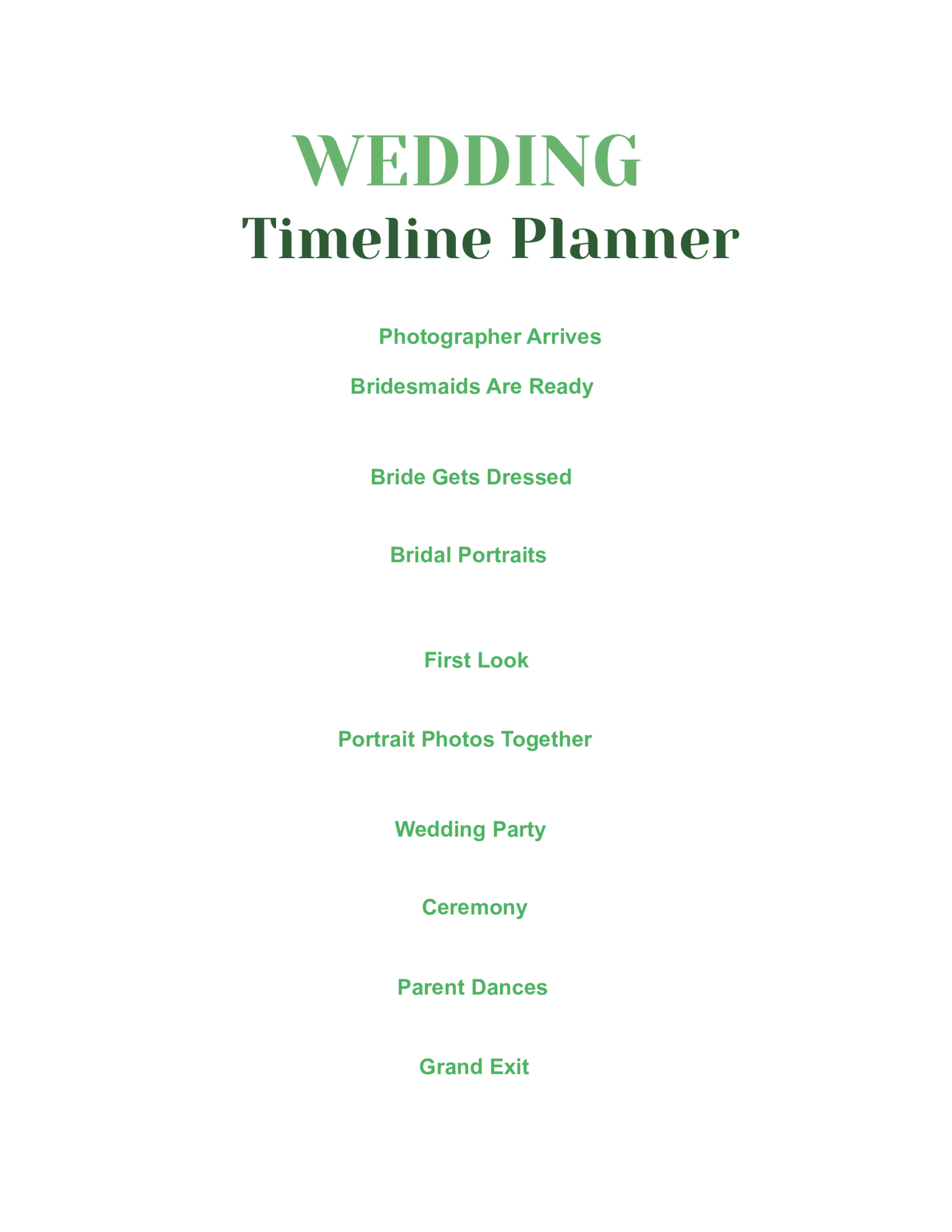 Fillable Wedding Itinerary Template - Thumbnail