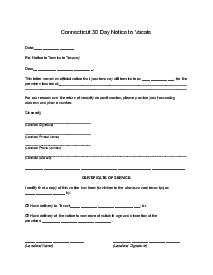 Connecticut 30 Day Lease Termination Notice Form - Thumbnail