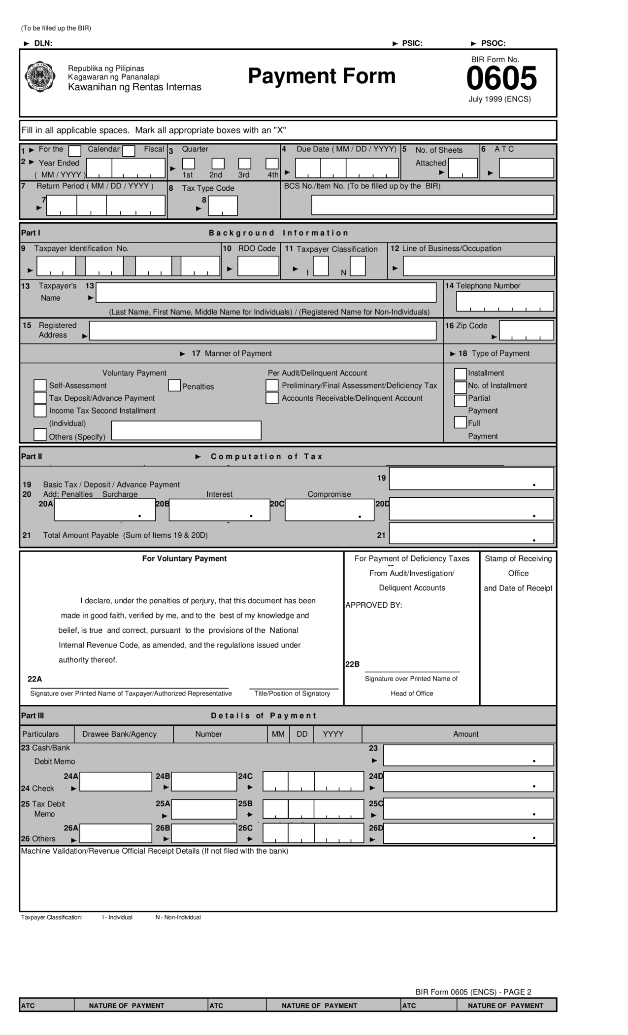 BIR Form 0605 - Thumbnail