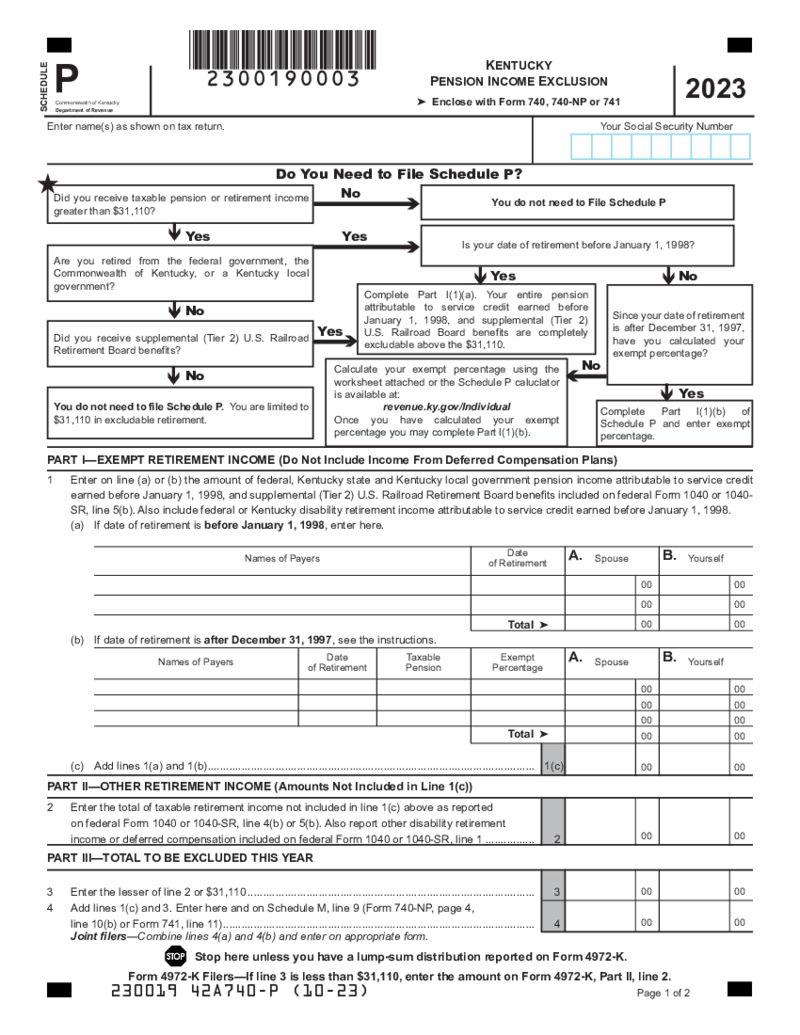 Kentucky Schedule P
