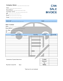 Car Sales Invoice Template - Thumbnail