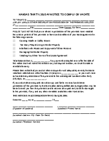 Kansas 30 Day Lease Termination Notice Form - Thumbnail