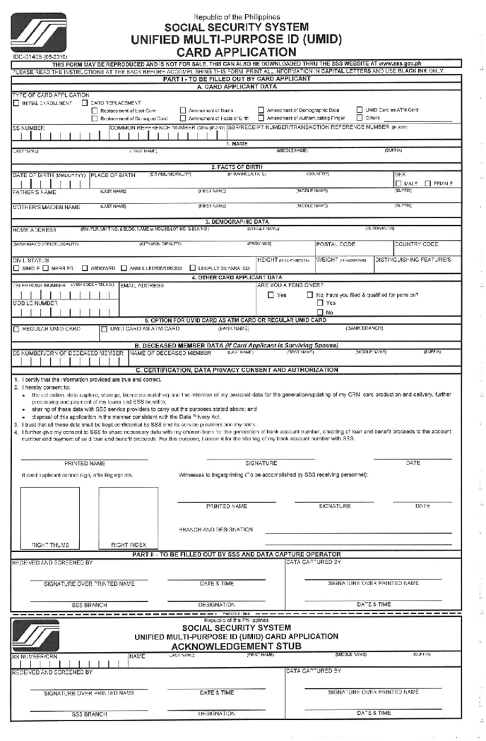 UMID Card Application Form