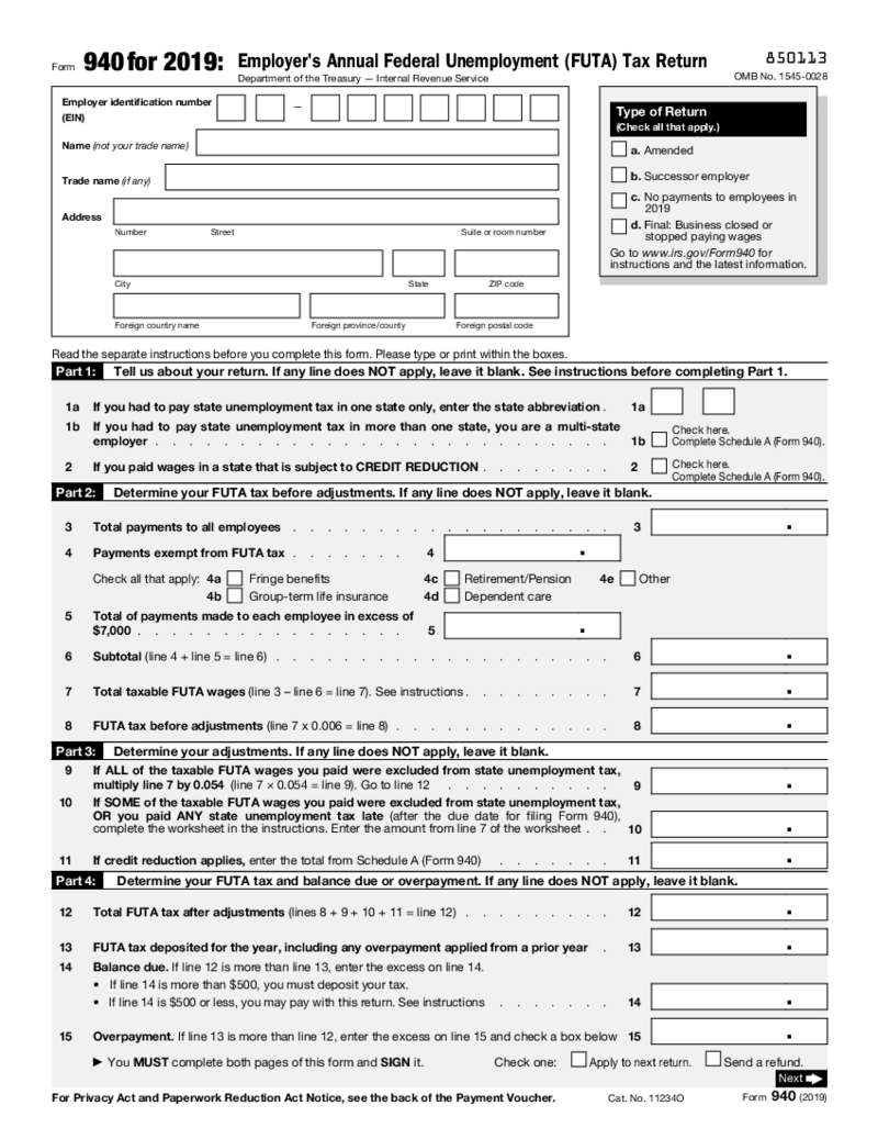 Form 940 (2019)