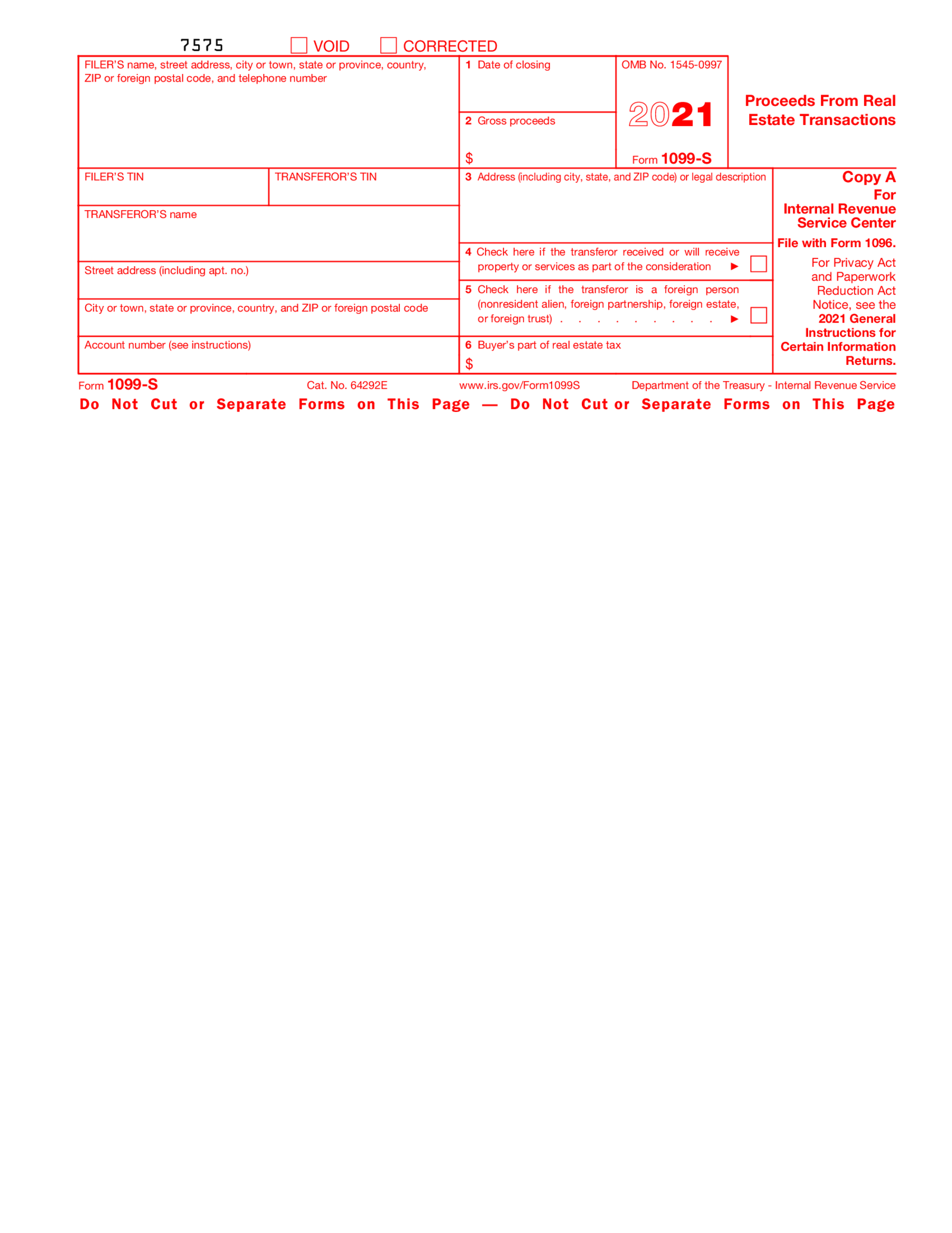 Form 1099-S (2021) - Thumbnail