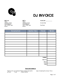 Fillable DJ Invoice - Thumbnail