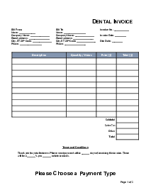 Dental Invoice - Thumbnail