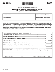 Form AR1113, Phenylketonuria Other Metabolic Disorders Credit - Thumbnail