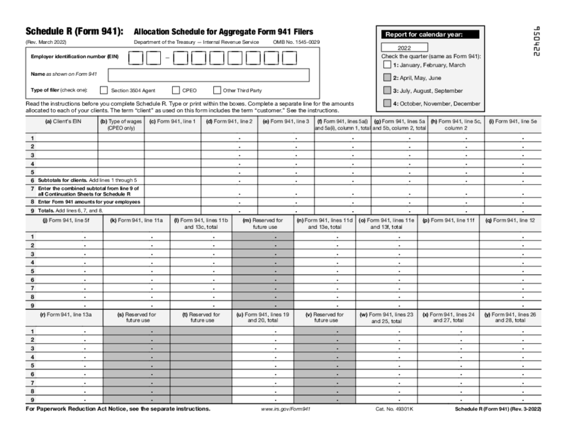 Form 941 (Schedule R)