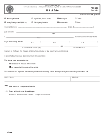 Utah Motor Vehicle Bill of Sale - Thumbnail