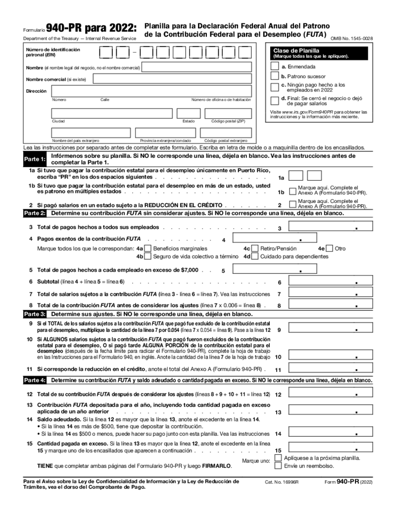 Form 940 PR