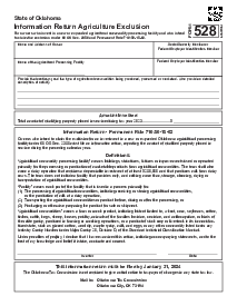 Oklahoma Form 528 - Information Return Agriculture Exclusion - Thumbnail