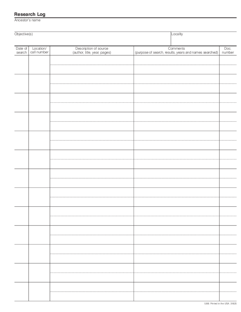 Research Log Template