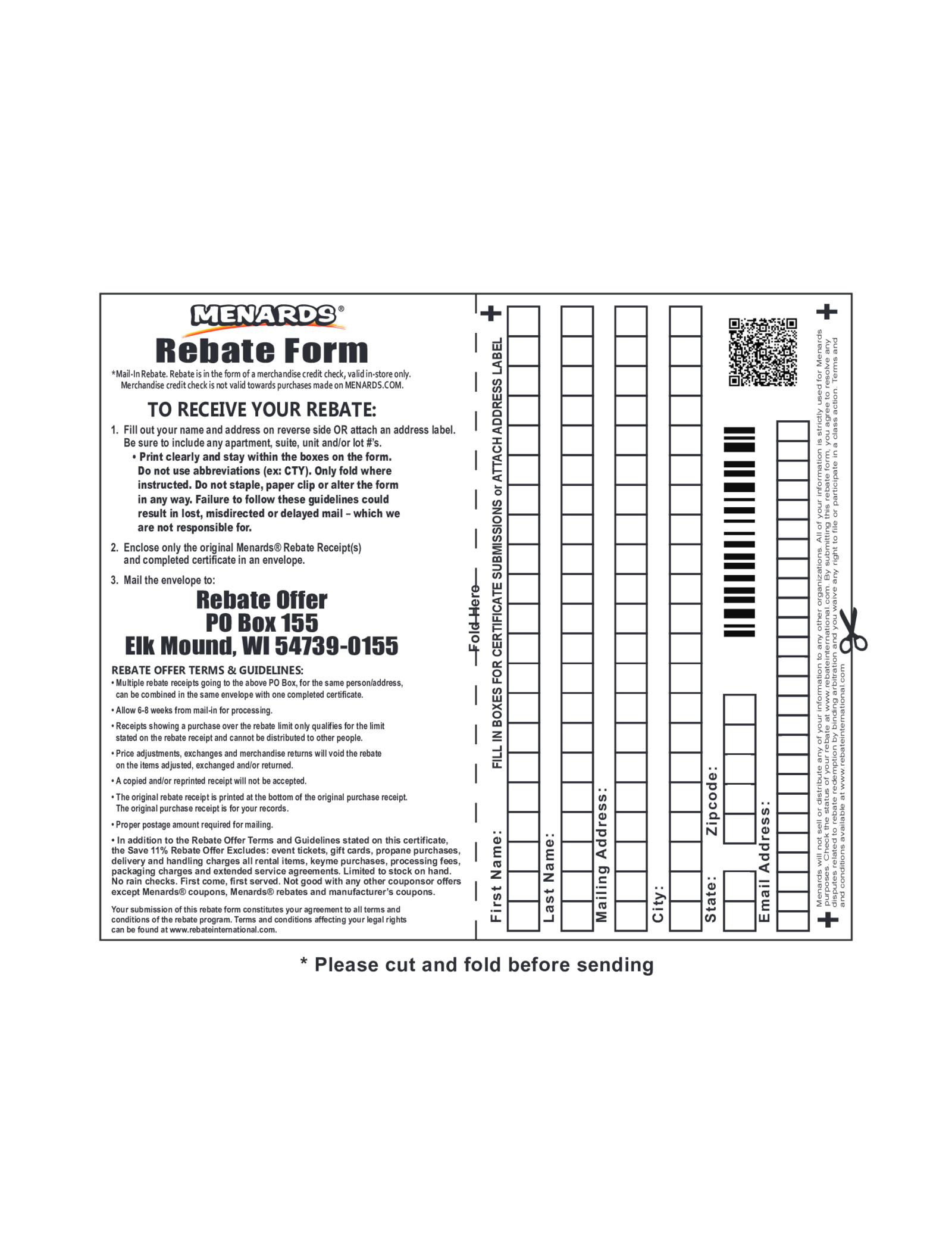 Menards Rebates Form - Thumbnail