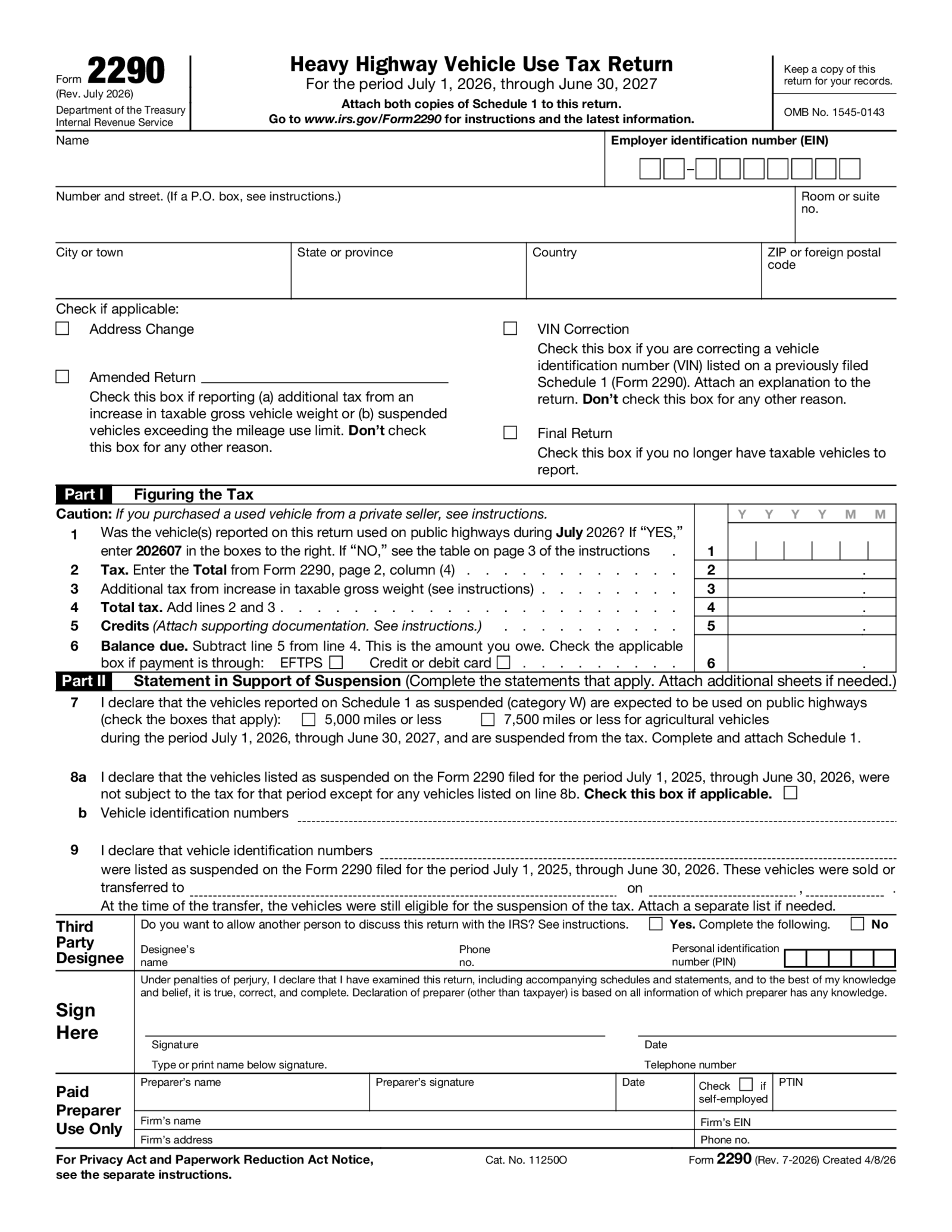 Form 2290 - Thumbnail