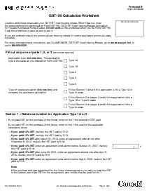 Form RC7190-WS GST190 Calculation Worksheet - Thumbnail