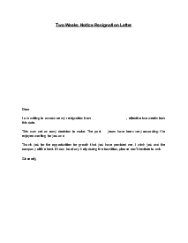 Two Weeks Notice Resignation Letter Template - Thumbnail