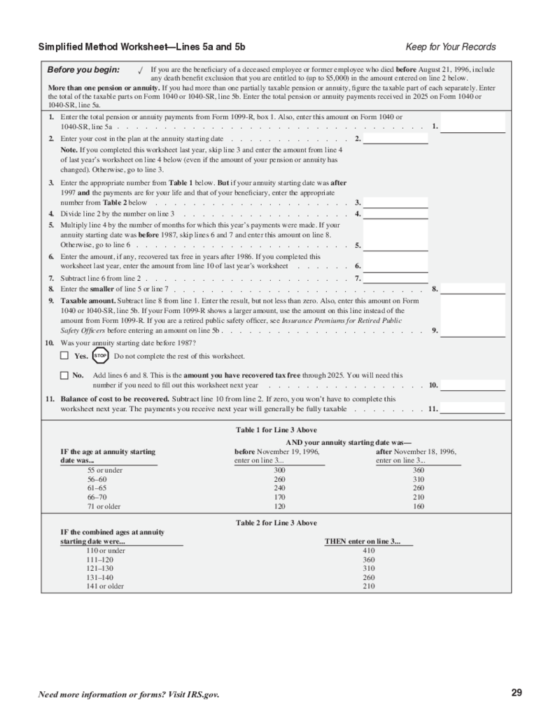 Simplified Method Worksheet 2025
