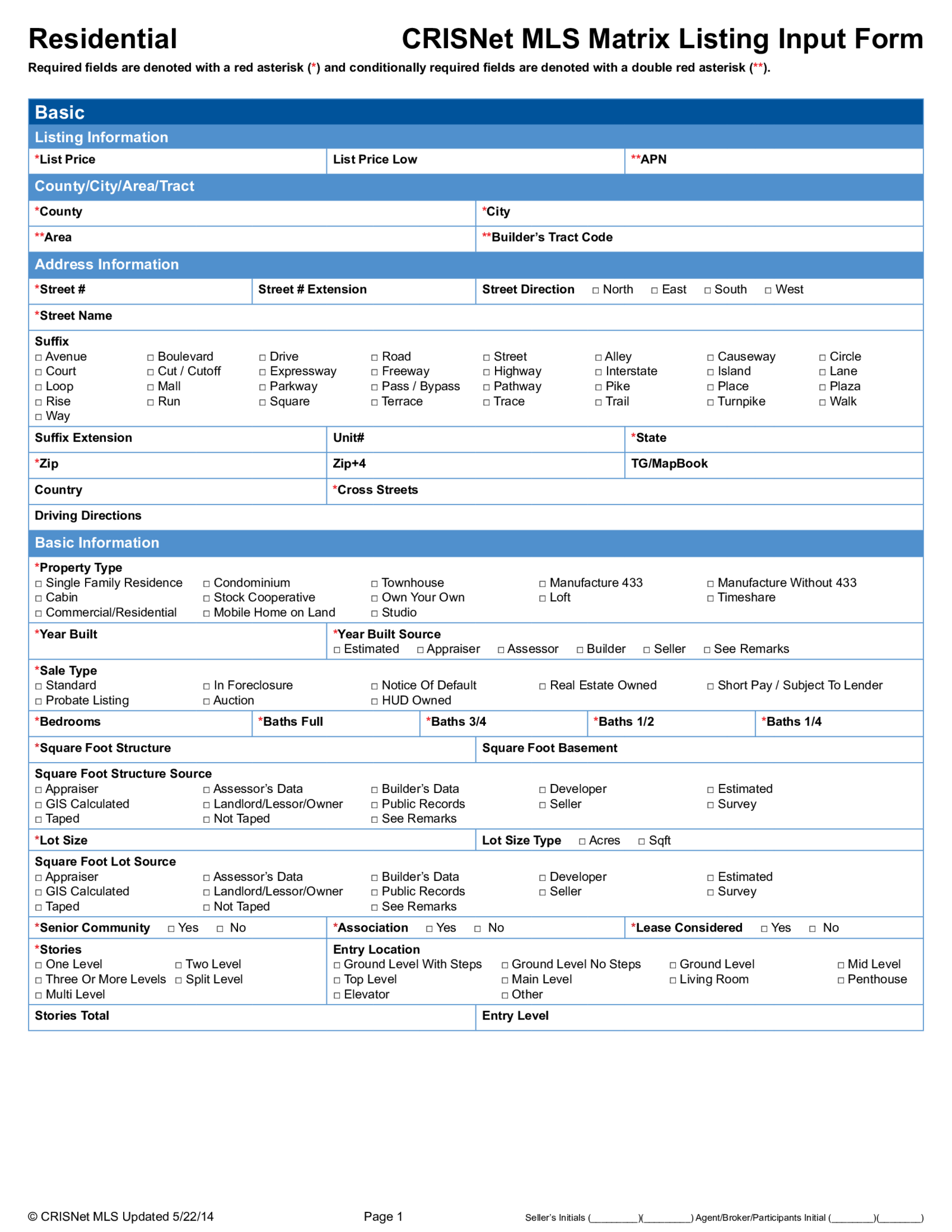 Crisnet MLS Matrix Listing Input Form - Thumbnail