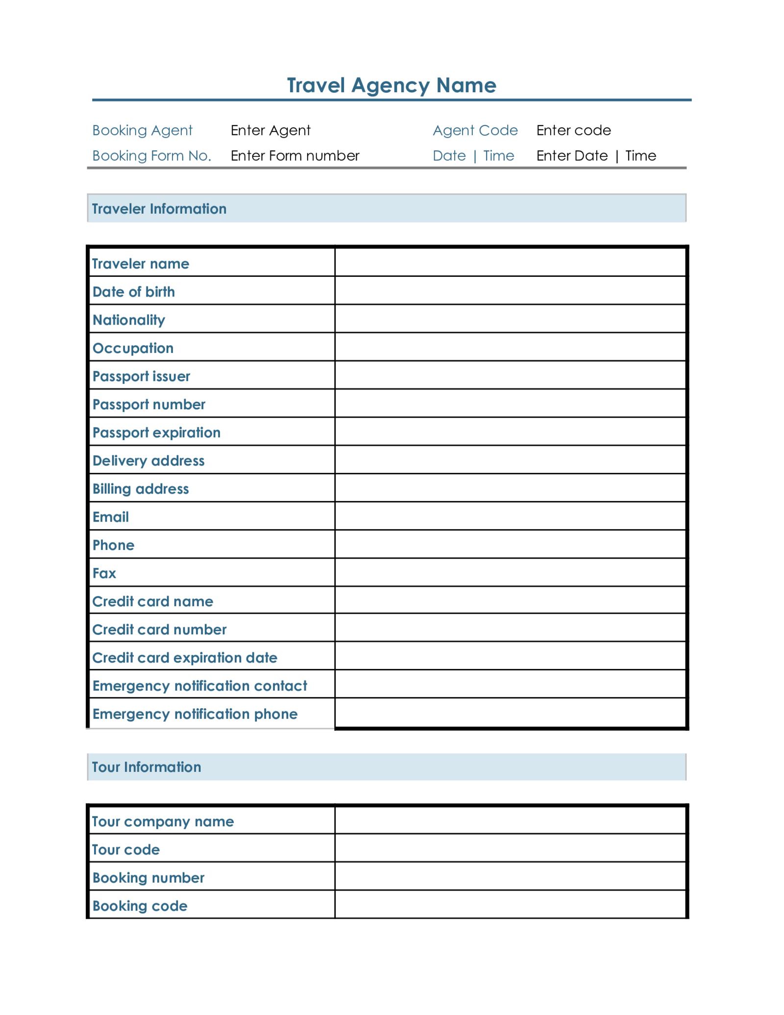 Client Travel Planning Form - Thumbnail