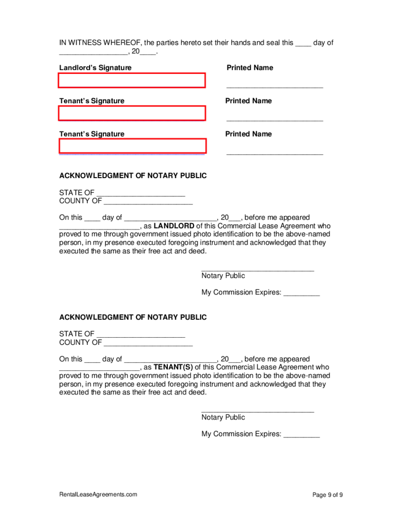 Missouri Commercial Lease Agreement