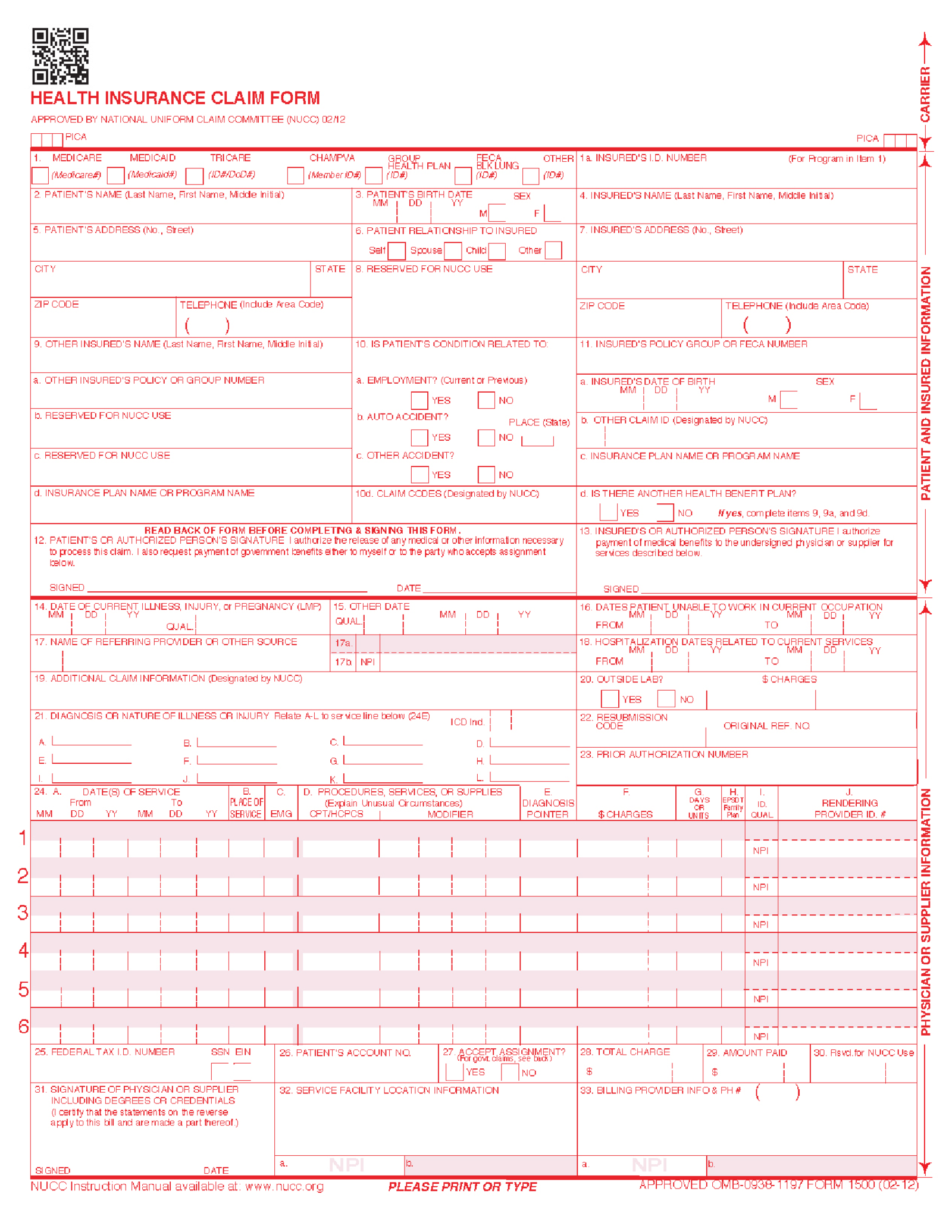 Form CMS-1500 (2012) - Thumbnail