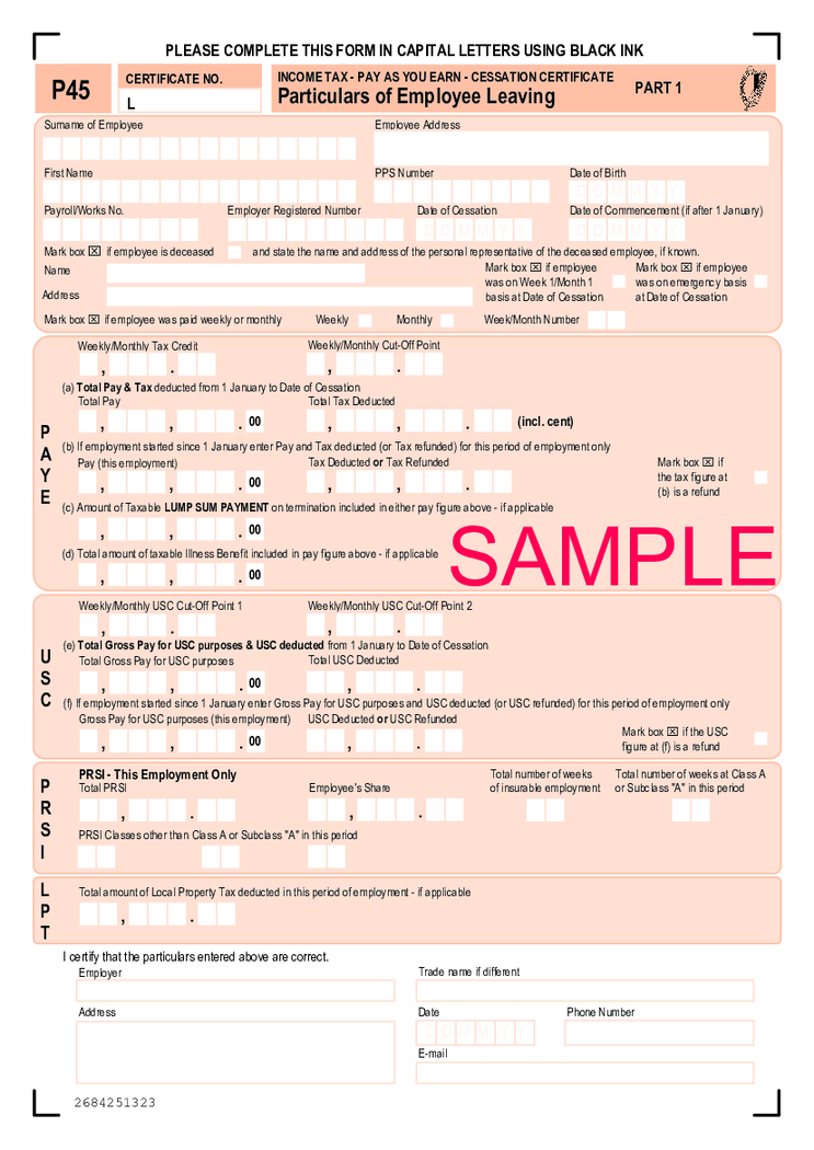 P45 Form Jamaica