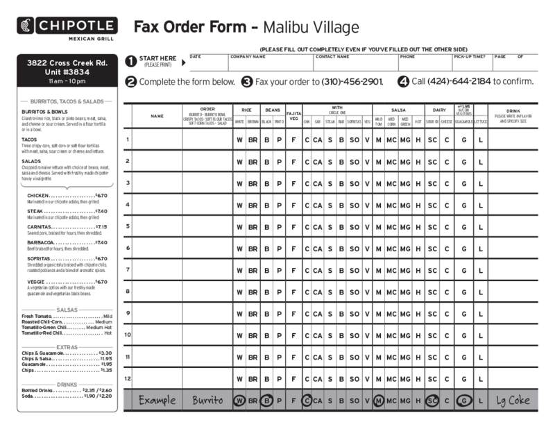 Chipotle Fax Order