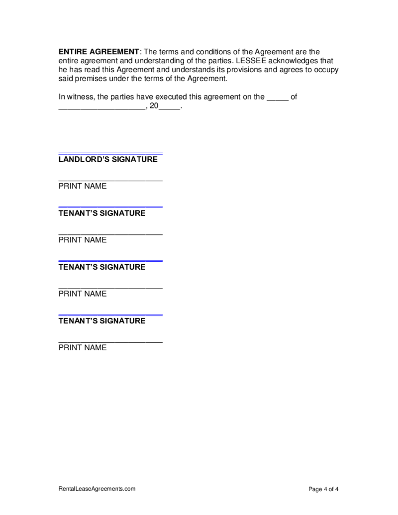 Indiana Residential Lease Agreement